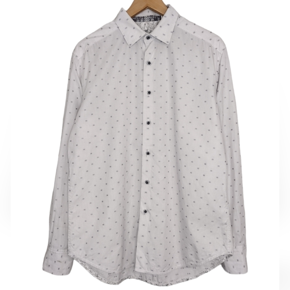 Robert Graham Men's Windowpane Print Casual Button Down Dress Shirt Size M